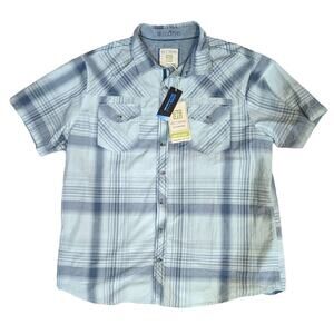NWT Ecoths Blue Plaid Stirling Short Sleeve Shirt Size XL
